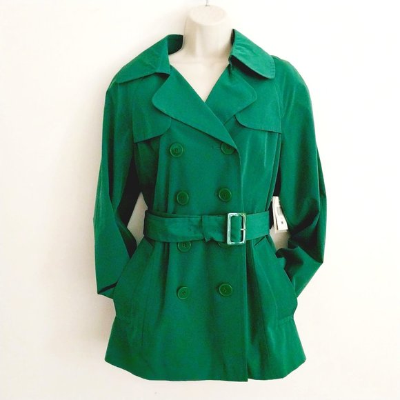London Fog Jackets & Blazers - *NWT London Fog Short Double breasted Raincoat Jacket Green Size Medium